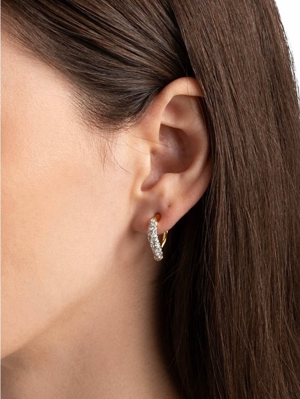 Alexis Bittar Solanales Gold Crystal Twist Mini Hoop Earrings - Picture 7 of 8